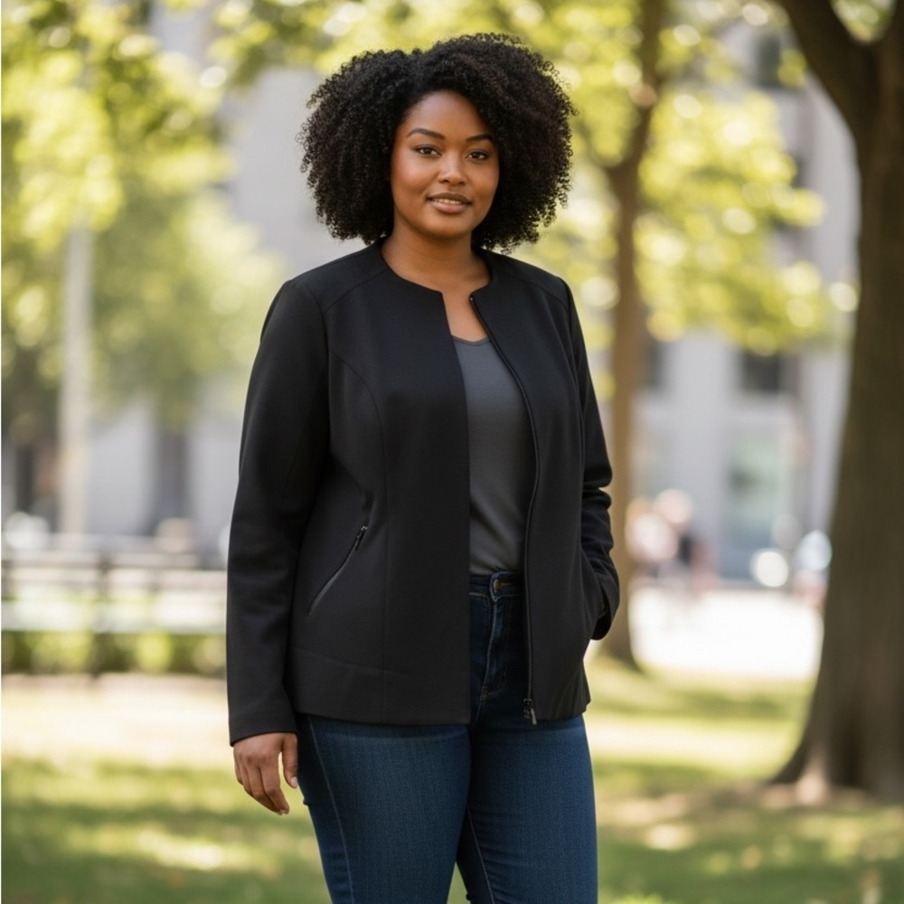 Lane Bryant Black Bomber Jacket